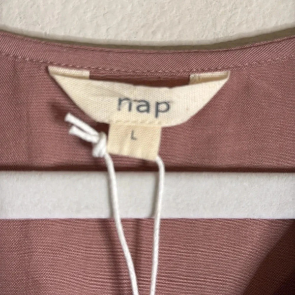 NWT Nap Loungewear Cropped Bell Sleeve Blouse Mauve Pink Size Large - Picture 2 of 8